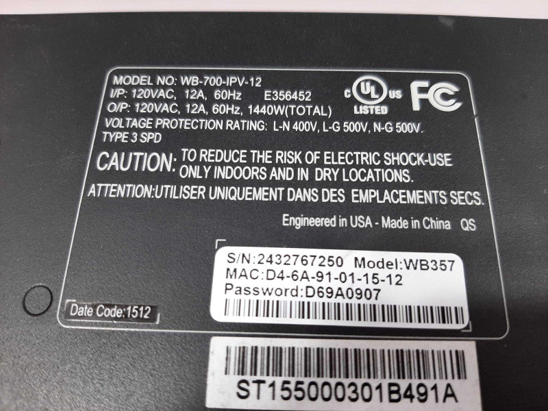 WattBox WB-700-IPV-12 Rack Power Conditioner IP Controllable ~