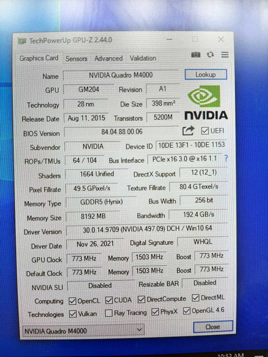 Dell NVIDIA Quadro M4000 8GB GDDR5 PCIe Graphics Card YR7H5 100% TESTED ~