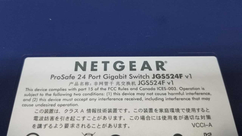 Netgear ProSafe 24 port gigabit switch W/ Fiber slots JGS524F V1 #
