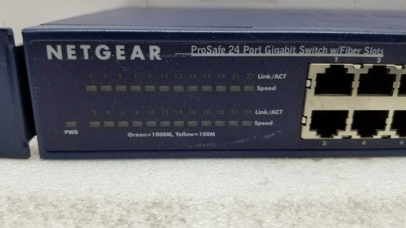Netgear ProSafe 24 port gigabit switch W/ Fiber slots JGS524F V1 #
