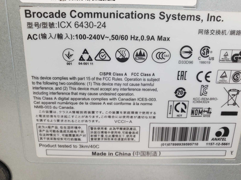 Brocade ICX-6430 24-Port POE Switch with Rack Ears )