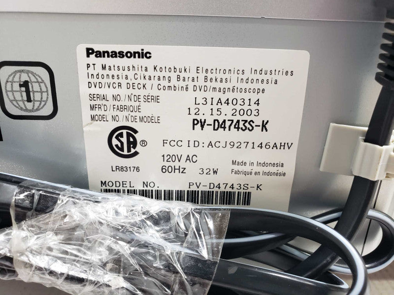 Panasonic PV-D4743S-k DVD/VCR 4-Head Hi-Fi Combo VHS Recorder [