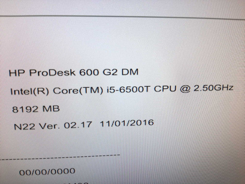 HP ProDesk 600 G2 SFF, i5-6500T 2.5GHz/8GB NO SSDs/ AC Adapter ~
