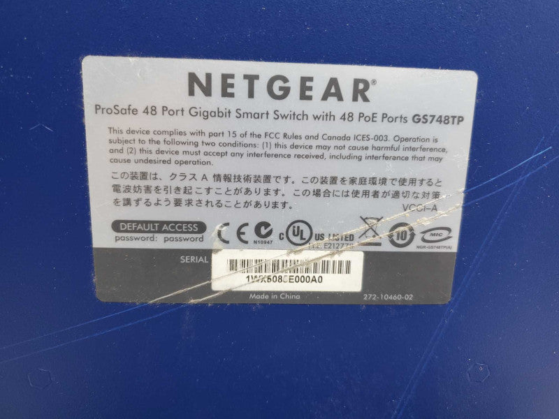 NETGEAR ProSafe GS748TP V1H2 Gigabit Smart 48-Port PoE Switch )
