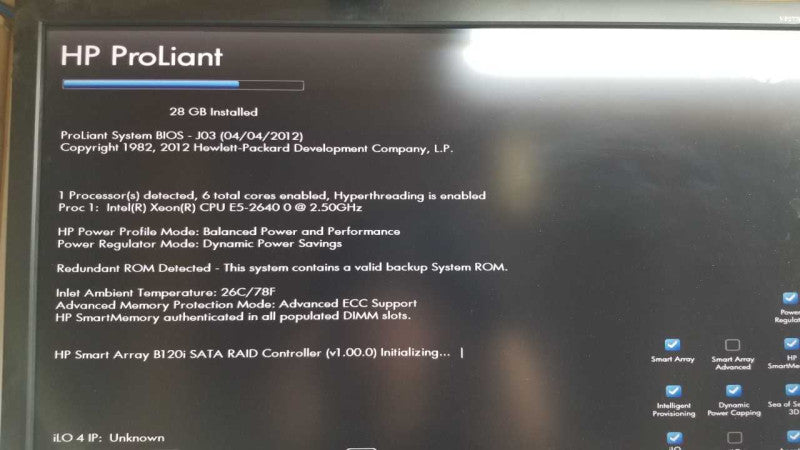 HP Proliant DL160 Gen 8 Xeon E5-2640 @ 2.50ghz / 16gb ram / B120i ctrl #\t #