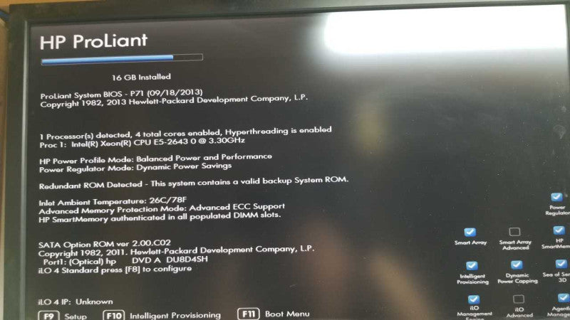 HP Proliant DL360p Gen8 Xeon E5-2643 @ 3.30ghz / 16gb ram / P420i ctrl  #