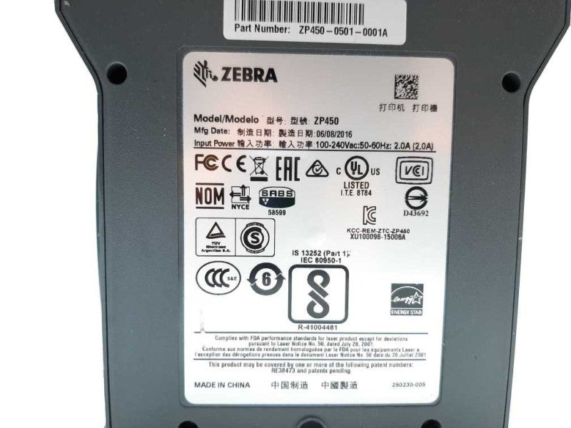 Zebra ZP 450 Thermal Label Printer ZP450-0501-0001A / see notes #