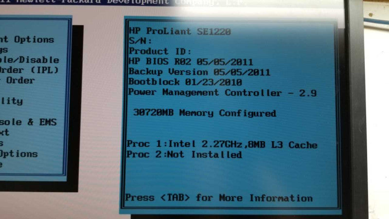 HP Proliant SE1220 Xeon E5520 @ 2.27ghz / 30gb ram / P212 ctrl #