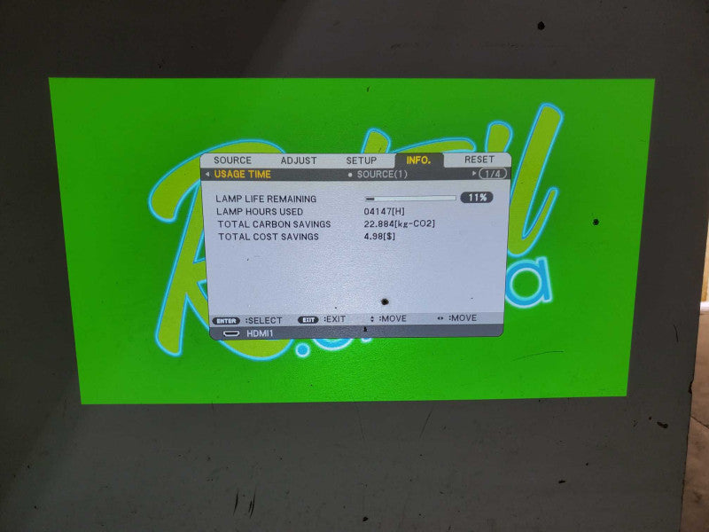 NEC M282X Projector, 4147 Lamp Hours |