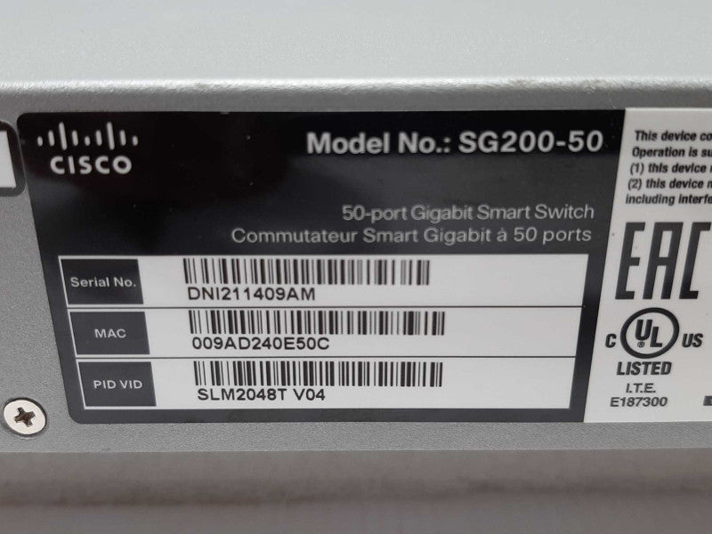 Cisco SG200-50 48-Port Gigabit Ethernet 2x GbE, FACTORY RESET ~