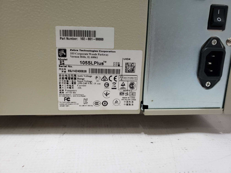 Zebra 105SL Plus Serial Industrial Barcode Label Printer [