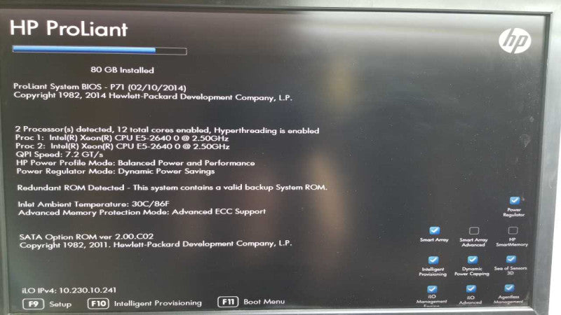 HP Proliant DL360p Gen8 2x Xeon E5-2640 @ 2.50ghz / 80gb ram / P420i Ctrl #