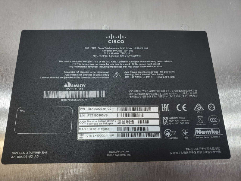 Cisco TelePresence SX80 Codec (