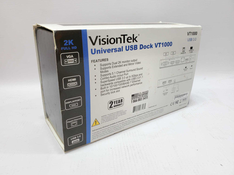 VisionTek Universal Docking Station Dual Display USB 3.0 HDMI DP VT1000 (