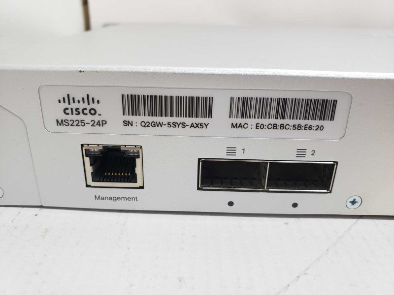 Cisco MS225-24P-HW Meraki Unclaimed Stck 24x GigE 370W PoE Port Switch [