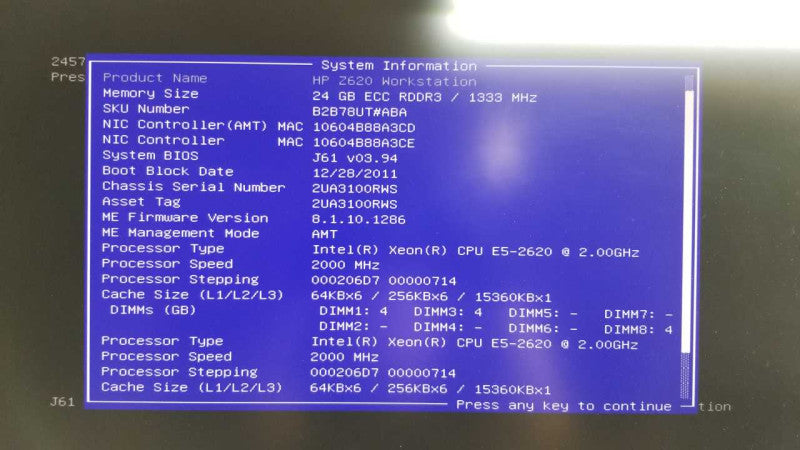 HP Z620 workstation 2x Xeon E5-2620 @ 2.00ghz / 24gb ram / 2x quadro 600 #