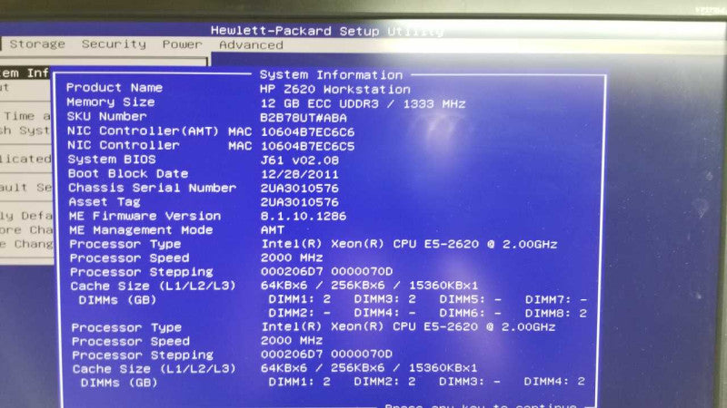 HP Z600 workstation 2x Xeon E5620 @ 2.40ghz / 12gb ram / 2x quadro 600 #