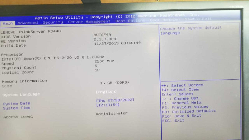 Lenovo ThinkServer RD440 Xeon E5-2420 v2 @ 2.20Ghz 16GB 8x 2.5 1x PSU #