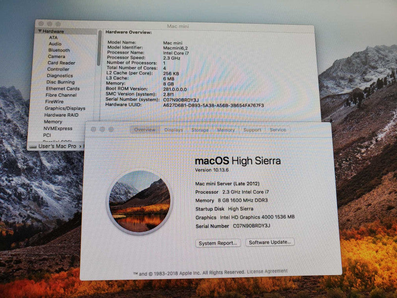 APPLE Mac Mini Late 2012 A1347 Core I7-3720QM @2.8GHz 8GB HD 4000 1T SSD )