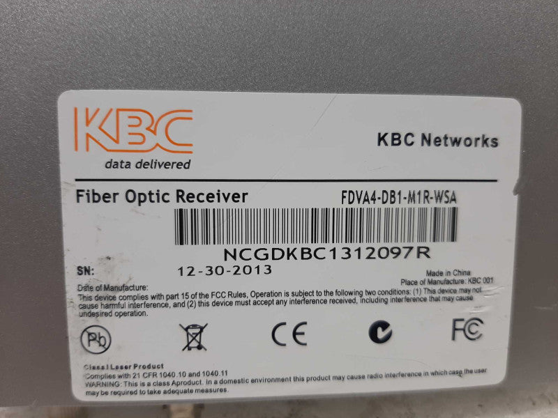 KBC FIBER OPTIC TRANSMITTER FDVA4-M1T-WSA / RECEIVER FDVA4-M1R-WSA  ~