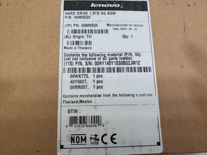 New LENOVO Hard Drive 1.8TB HD ASM 00MN526 _ Sealed )