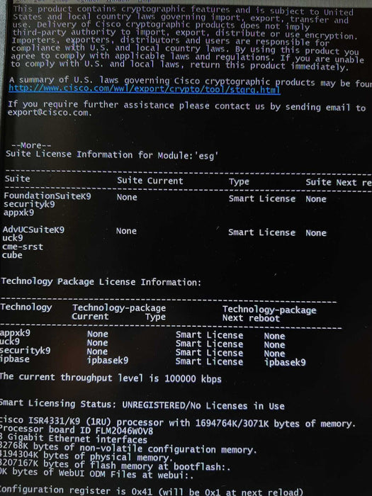 Cisco ISR 4331 Router ISR4331/K9 V04, FACTORY RESET ~