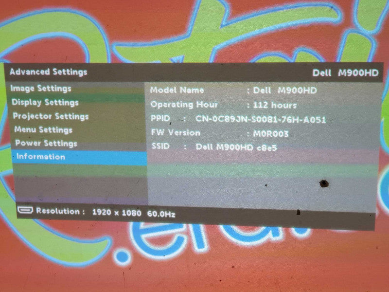 Dell M900HD Projector HDMI, 112 Lamp Hours |