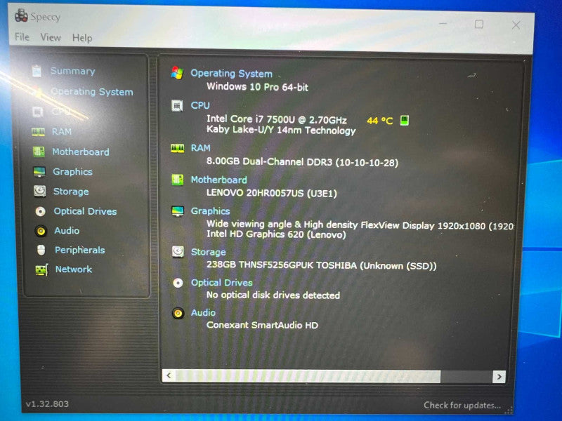 Lenovo ThinkPad X1 Carbon 5th gen with i7-7500U CPU 8GB RAM & 256GB NVME SSD -