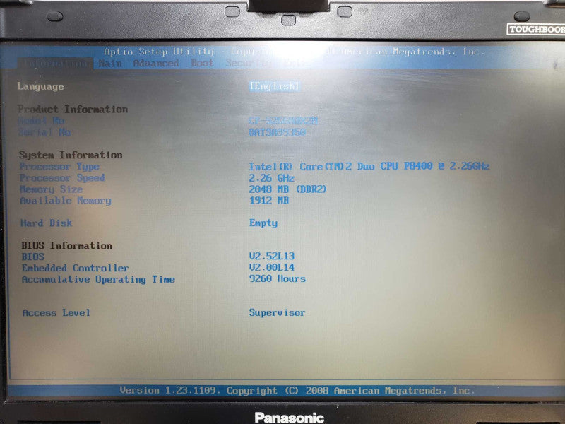 Panasonic Toughbook CF-52 Rugged Laptop Core P8400@2.26GHz 2GB DDR2 [
