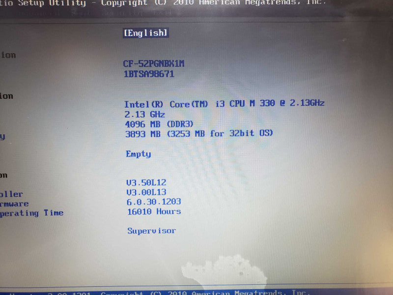 Panasonic Toughbook CF-52 Rugged Laptop Core i3M330@2.13GHz 4GB DDR3 [
