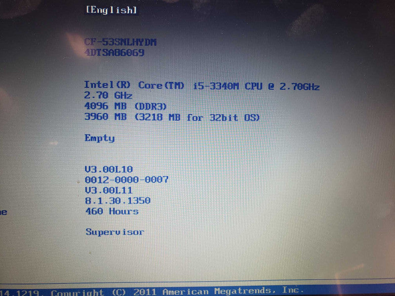 Panasonic Toughbook CF-52 Rugged Laptop Core i5-3340@2.7GHz 4GB DDR3 [