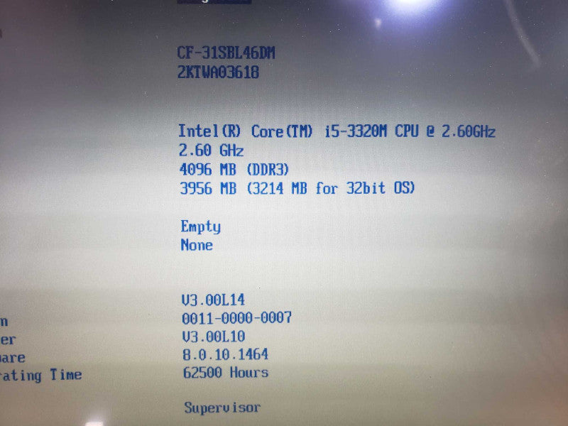 Panasonic Toughbook CF-31 Rugged Laptop Core i5-3320M@2.6GHz 4GB DDR3 [