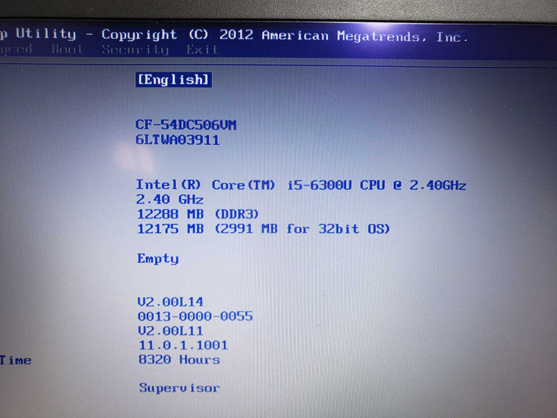 Panasonic Toughbook CF-54 Laptop i5-6300U@2.4GHz 12GB DDR3 1x Battery No HDD [
