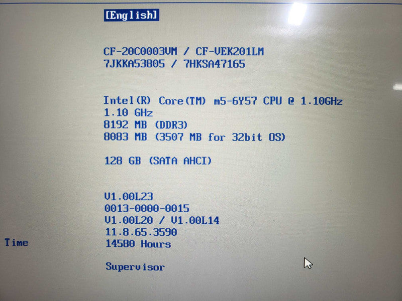 Panasonic ToughBook CF-20 M5-6Y57@1.1GHz 8GB DDR3 120GB SSD [