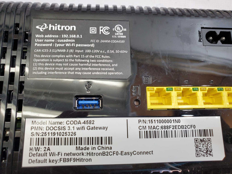 Hitron CODA-4582 DOCSIS 3.1 WiFi Gateway Untested AS_IS )