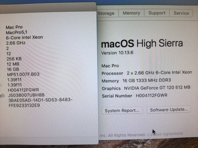 Mac Pro - E.2009 A1289, 2x XEON 2.66GHz 6C/16GB, GeForce GT120, NO HDDs/TRAYs ~