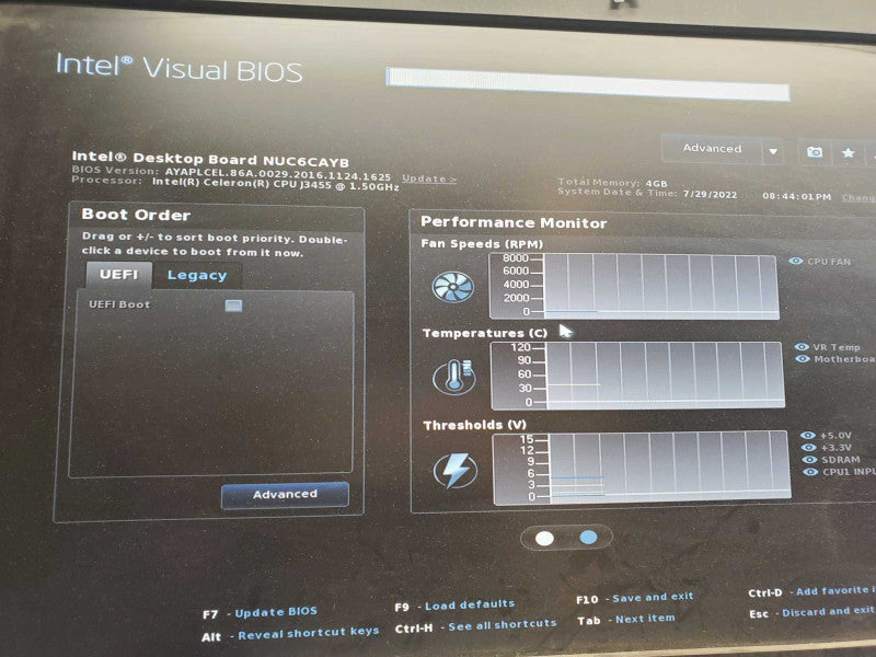 Intel NUC Desktop Board NUC6CAYB Celeron J3455 @1.5GHz, 4GB, No HDD )