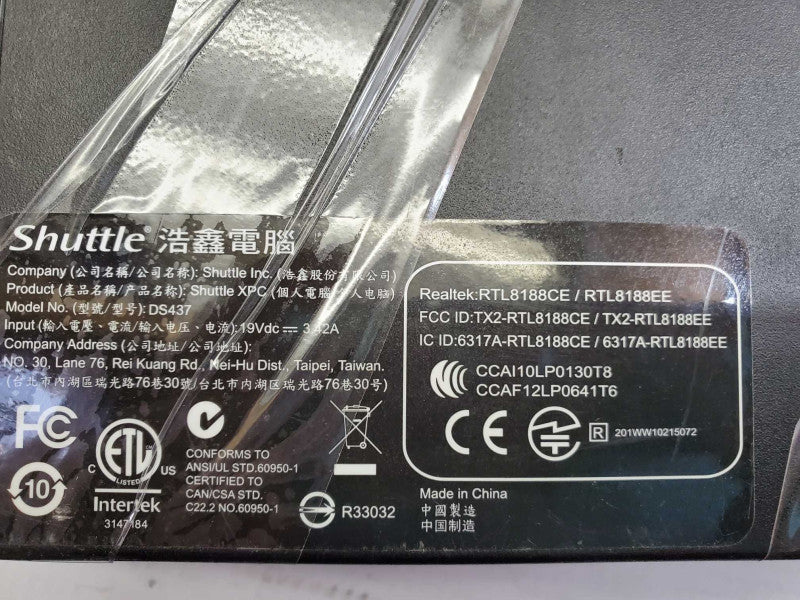 Shuttle DS437 Celeron 1037U @1.8GHz 4GBRAM No HDD No Power )