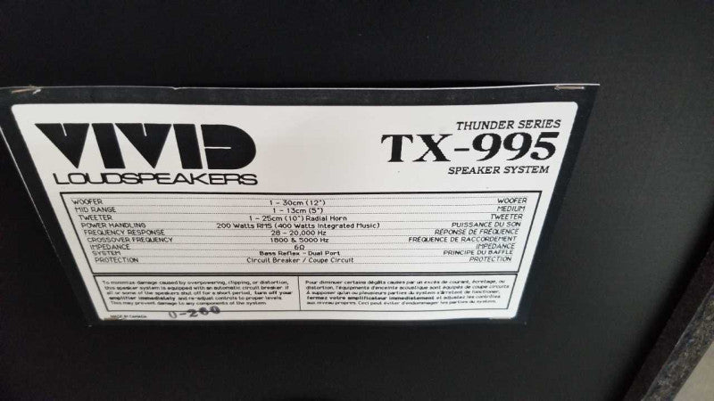 Vivid Loudspeakers TX-995 thunder series / see notes #