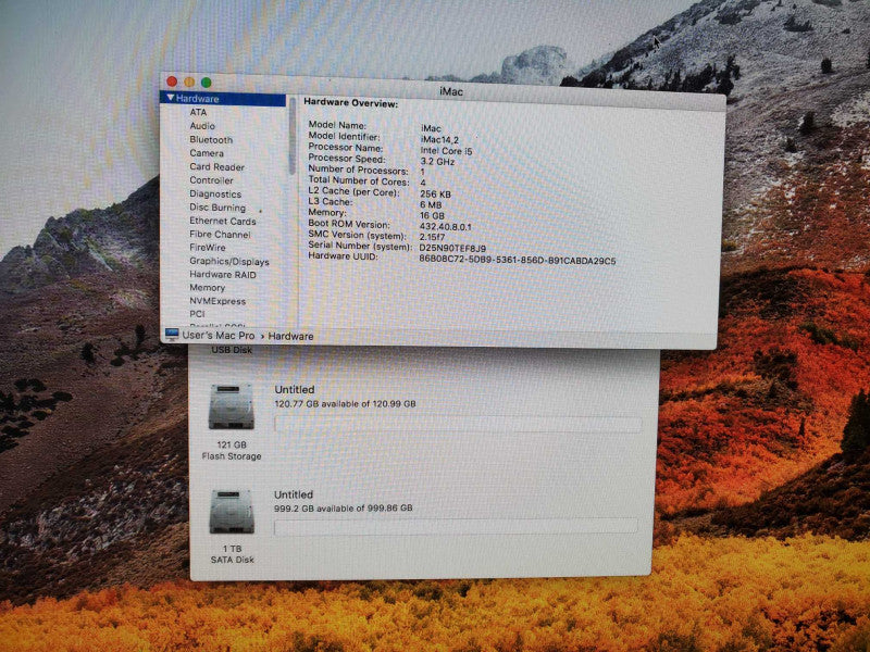Apple 27" iMac A1419 L.2013 Core i5-4570 @3.2Ghz 16GB 1TB HDD,121 SSD GT 755M )