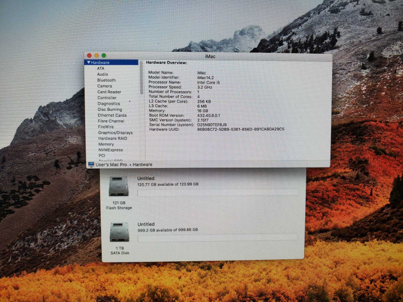 Apple 27\\" iMac A1419 L.2013 Core i5-4570 @3.2Ghz 16GB 1TB HDD,121 SSD GT 755M )