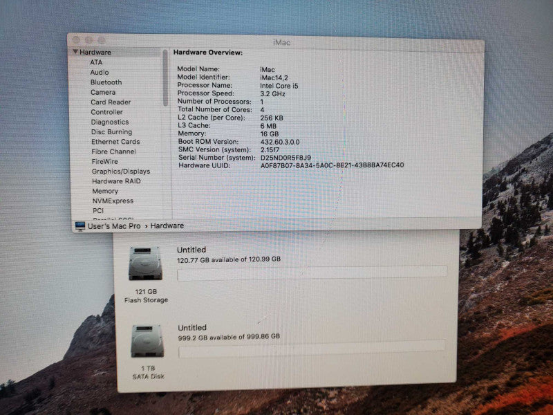 Apple 27\\" iMac A1419 L.2013 Core i5-4570 @3.2Ghz 16GB 1TB HDD,121 SSD GT 755M )