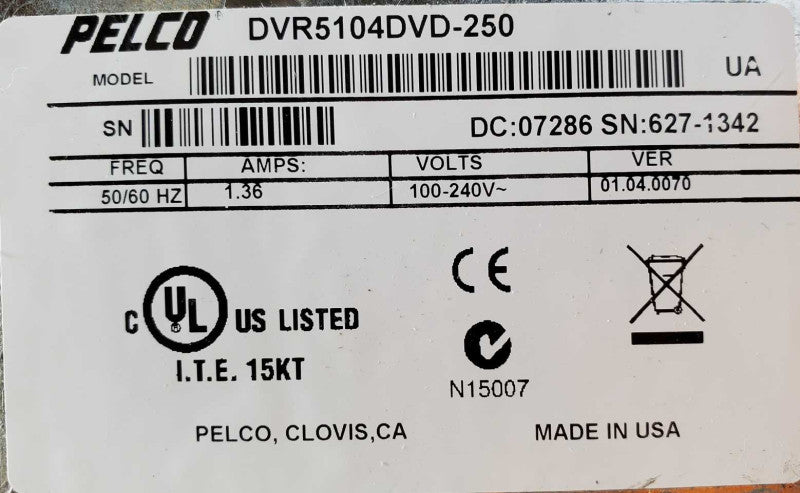 Pelco DVR5116DVD DVR5100 Series 16-Channel Endura Enabled Hybrid (