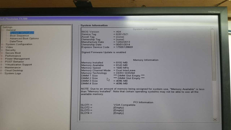 Dell precision T1700 Xeon E3-1220 V3 @ 3.10ghz / 8gb ram / see notes #