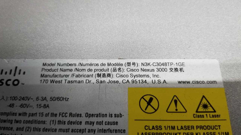 CISCO N3K-C3048TP-1GE 4P 10GbE SFP+ -B Switch N3K-C3048TP-1GE-B #