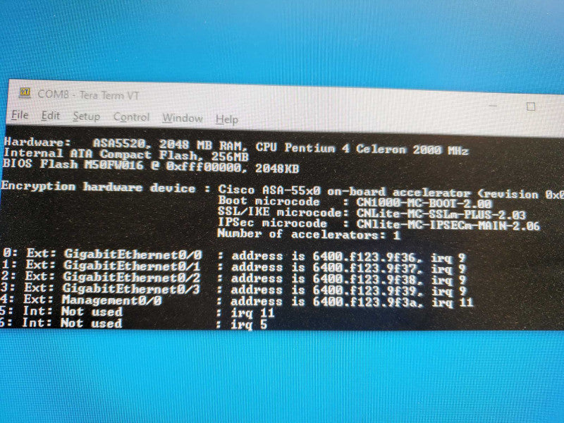 Cisco ASA 5520 VPN Plus Appliance Firewall 2GB RAM  Internal 256MB Flash )