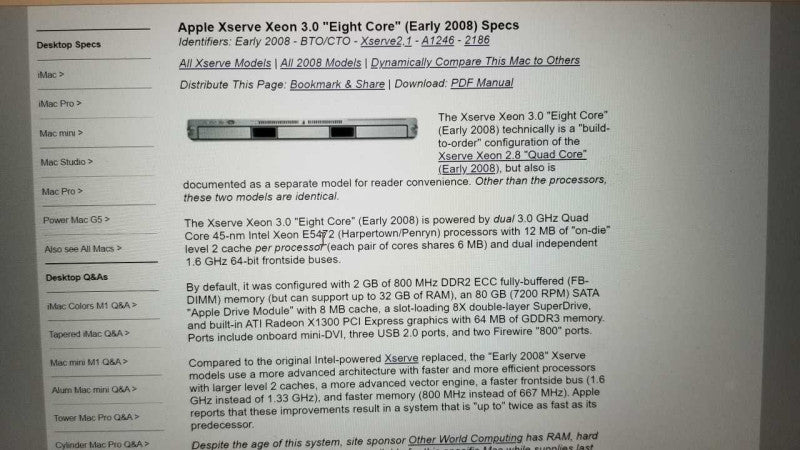 apple Xserv A1246 Xserve Xeon 3.0 GHz Q. Core X E5472 x2 / 32gb ram #