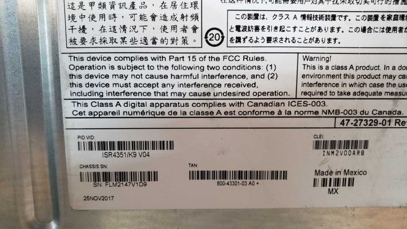 CISCO ISR4351-K9 GIGABIT Integrated Service Router REQUIRES FACTORY RESET ASIS _