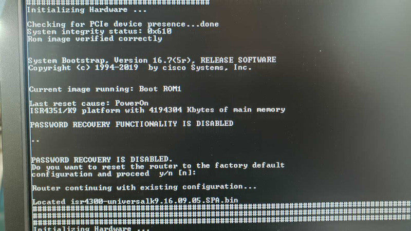 CISCO ISR4351-K9 GIGABIT Integrated Service Router REQUIRES FACTORY RESET ASIS _