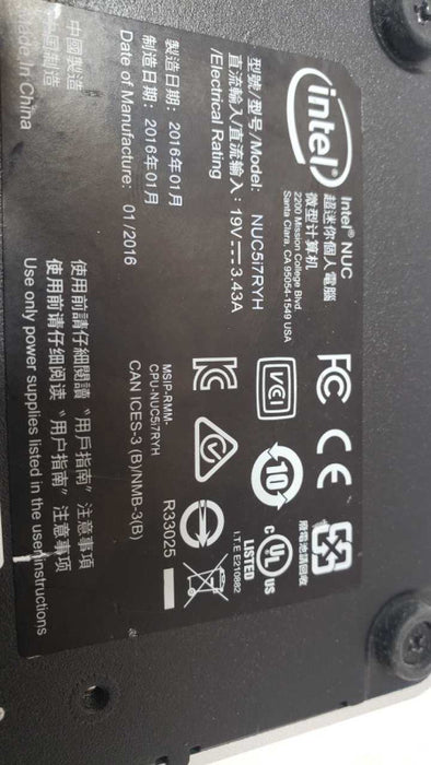 Intel NUC5i7RYB mini PC, Core I7-5557U 3.1GHz, 16GB RAM, No HDD/SSD/Power Adap _